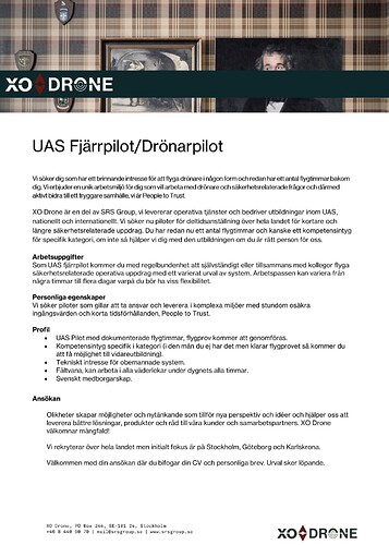 Rekryteringsannons UAS pilot